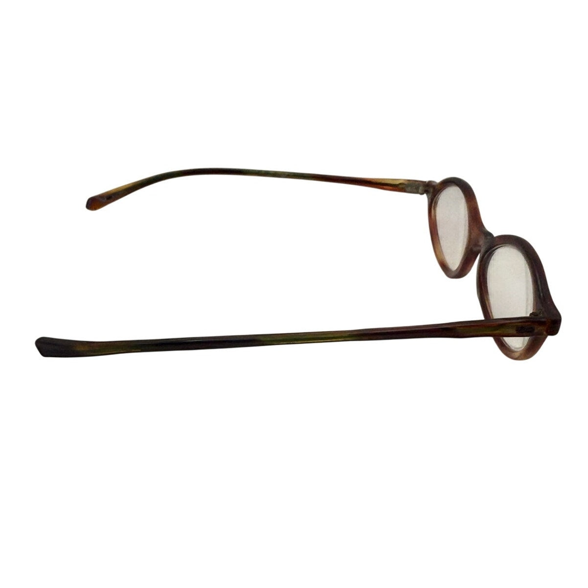Vintage May 6 Oval Eyeglass Frames Tortoise Brown Wire Temple Glasses