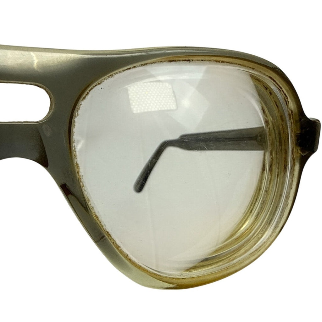Vintage 1970s Olive Green Yellow Double Bridge Eyeglasses Frame 5.5”