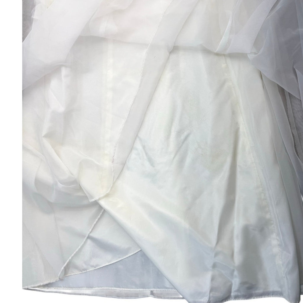 Vintage 70s White Chiffon Wedding Dress Sheer Overlay Boho Bridal Gown
