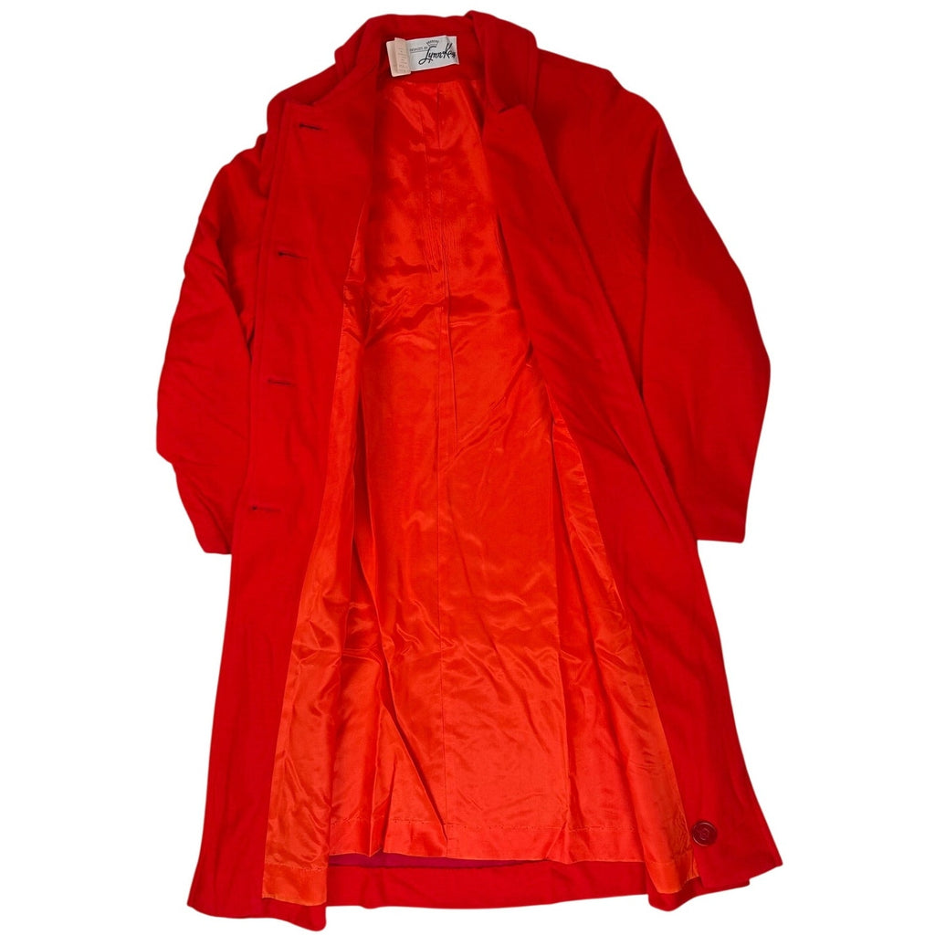 Vintage 1960s LynnKay Red Wool Blend A-Line Duster Coat Women's L XL