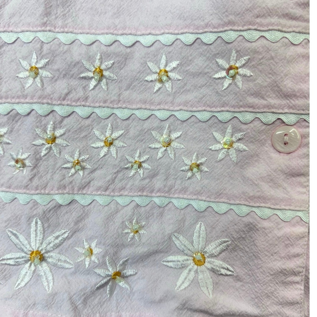 Jane Ashley Pink Embroidered Cotton Button Front Blouse Women's XL Floral
