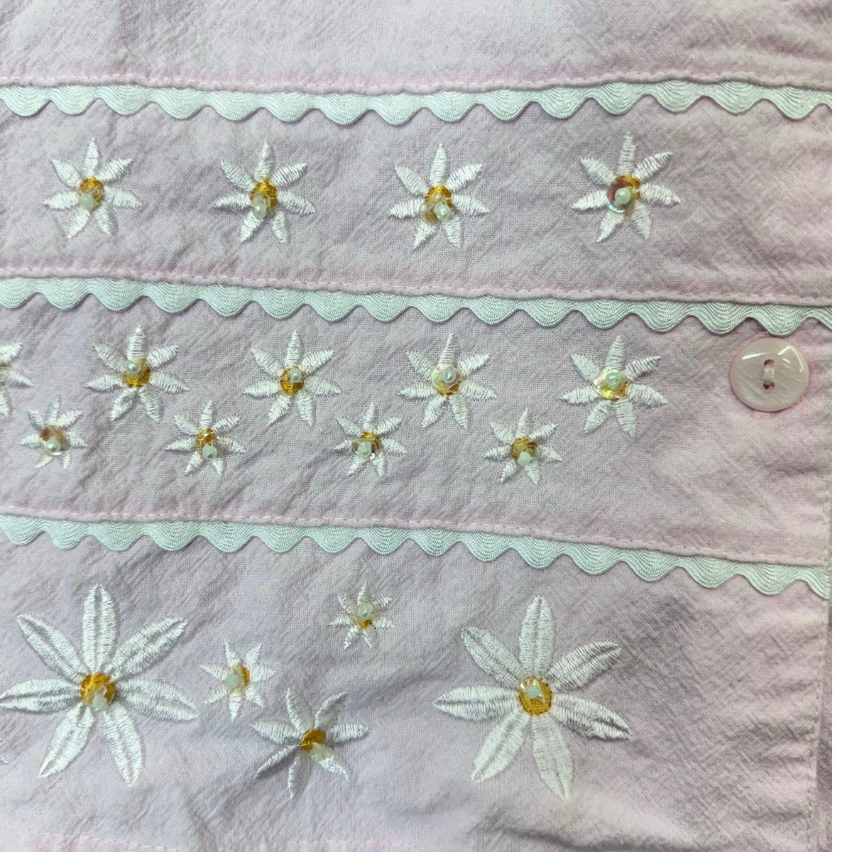 Jane Ashley Pink Embroidered Cotton Button Front Blouse Women's XL Floral
