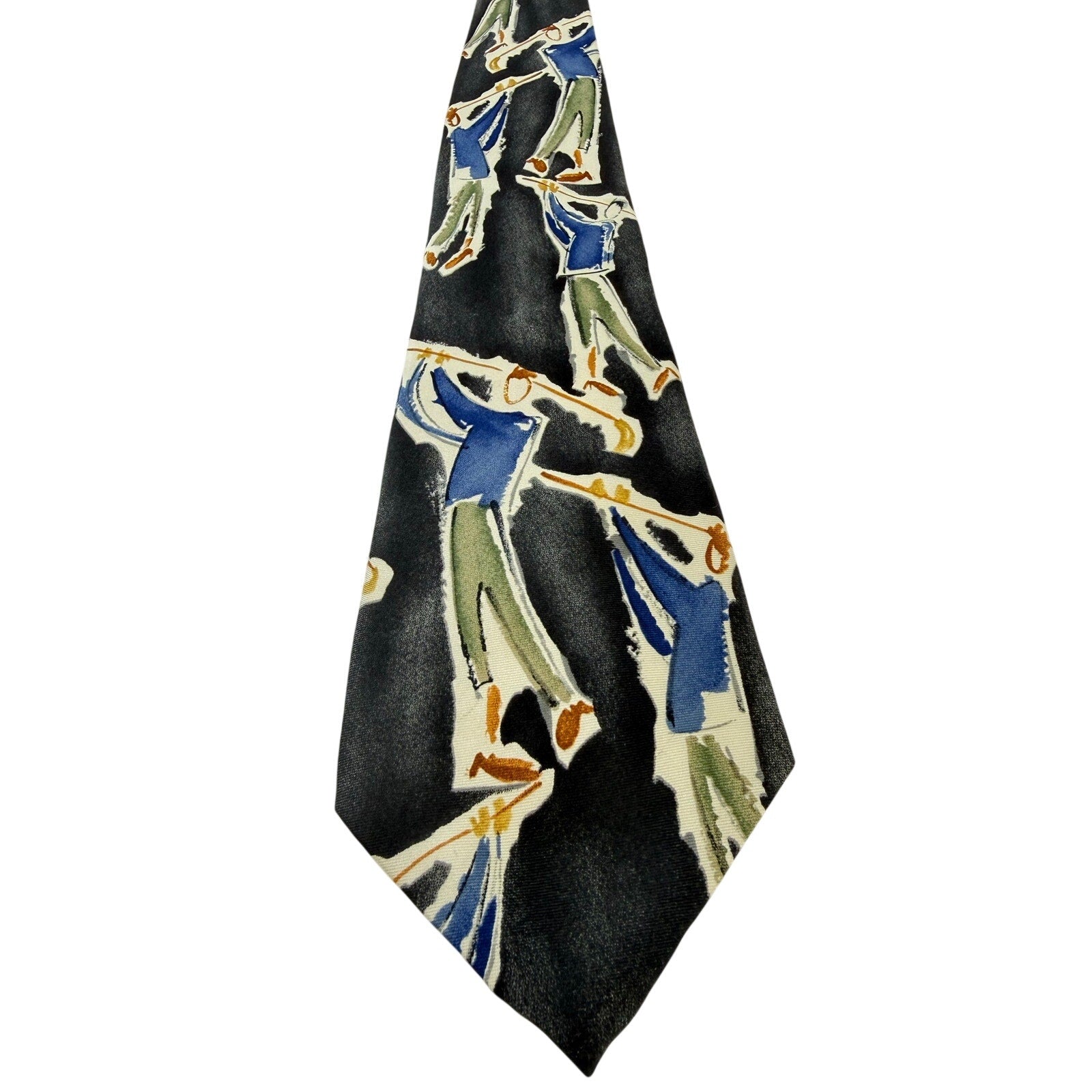 Vintage 90s T-Time Golf Silk Necktie USA Made Wide Artistic Mens Tie 59x4