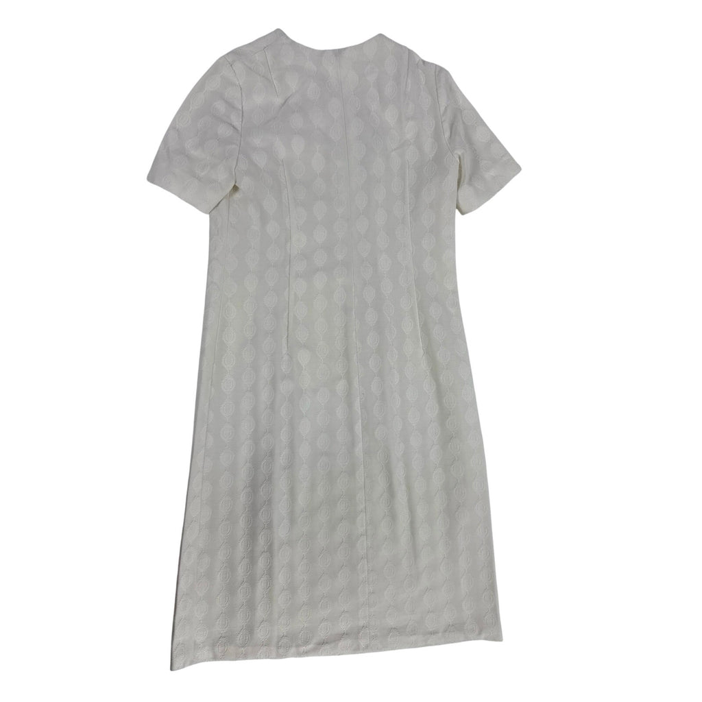 Vintage 70s White Textured Double Knit A-Line Dress Women’s Small