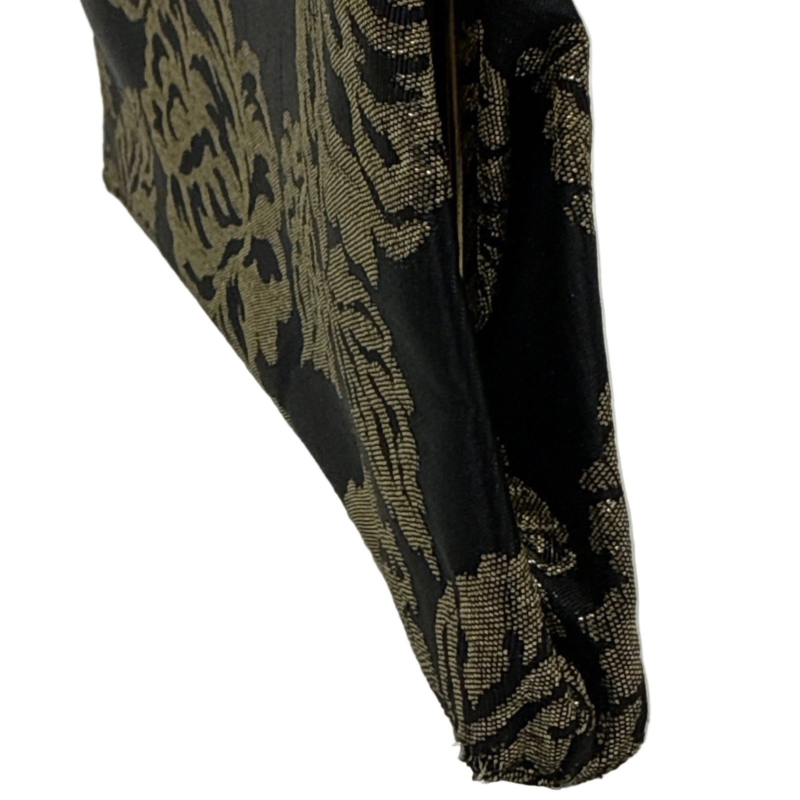 Vintage 60s Black Metallic Gold Brocade Clutch Chain Purse