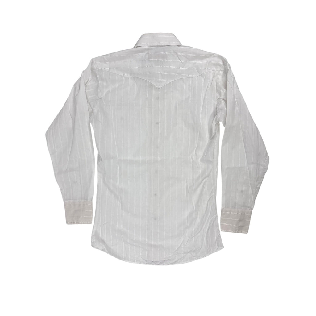 Vintage 80s Panhandle Slim White Pinstripe Pearl Snap Western Shirt Men's Small