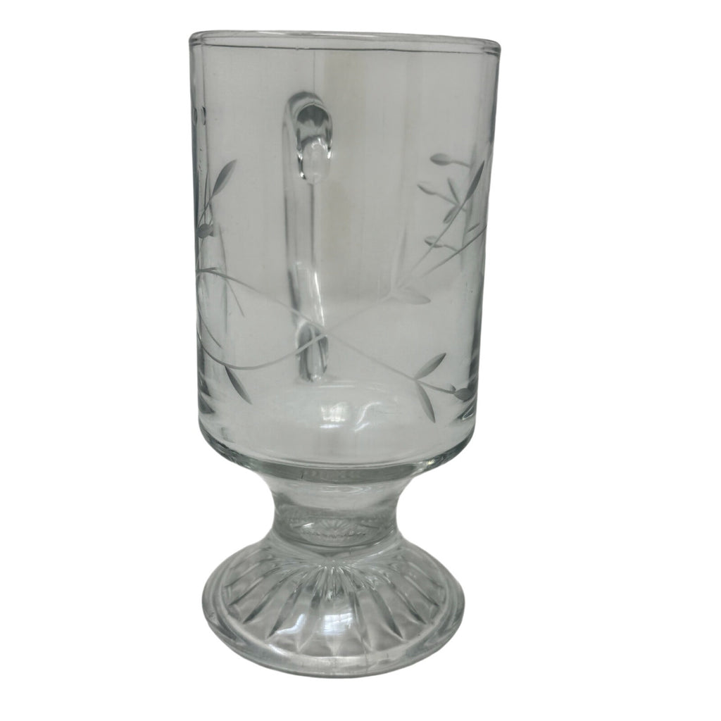 Vintage 90s Princess House Heritage Irish Etched Crystal Glass Coffee Mugs Set 2