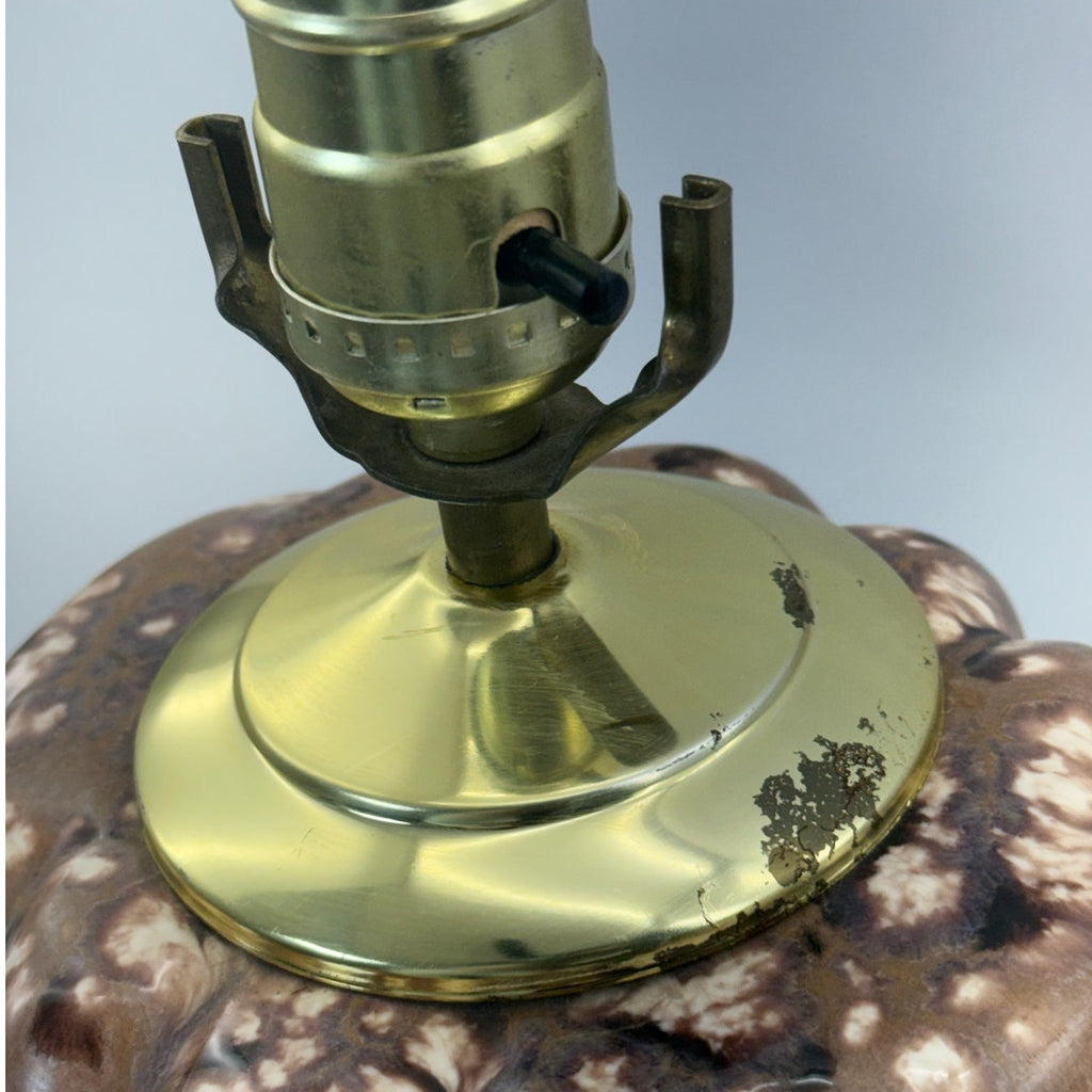 Vintage 80s Shell Table Lamp Coastal Seashell Brass Base 18"