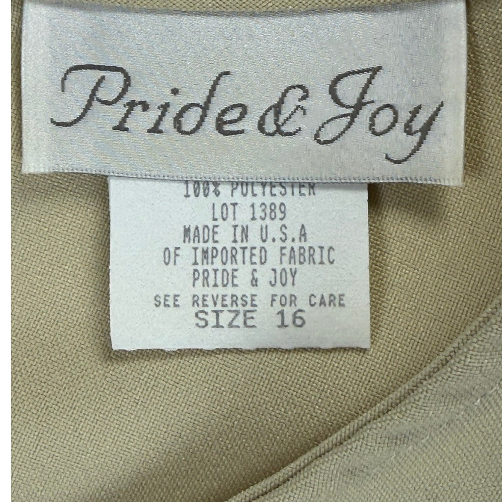 Vintage Pride & Joy Beige Sleeveless A-Line Shift Midi Dress Size 16