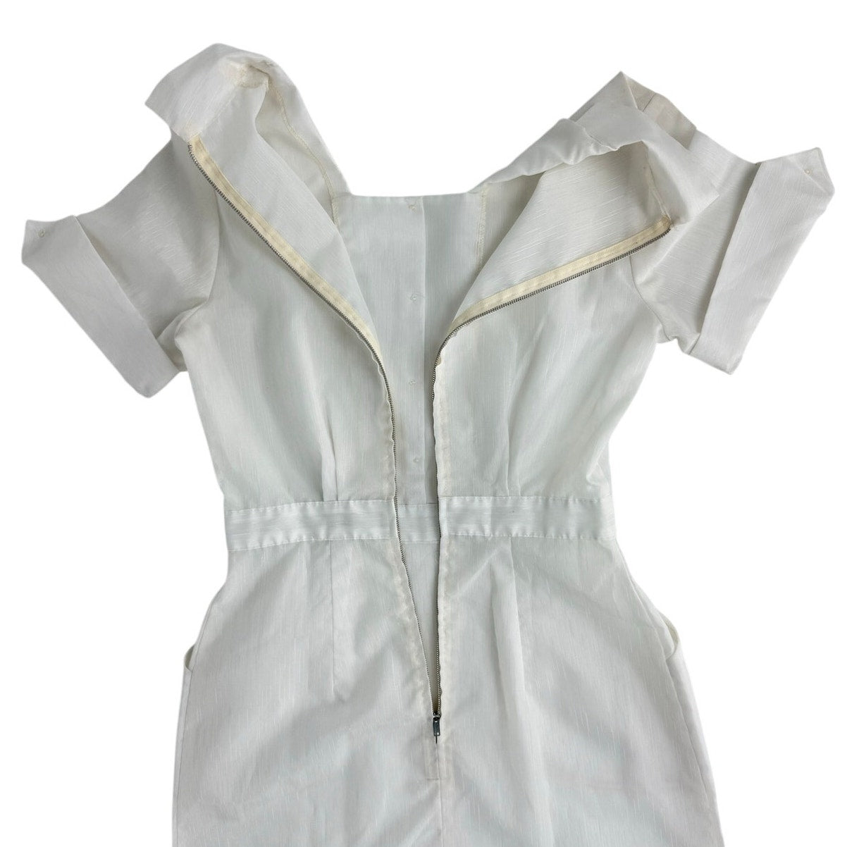 Vintage 1960s White Nurse Uniform Dress Nylon 34 Bust 26 Waist