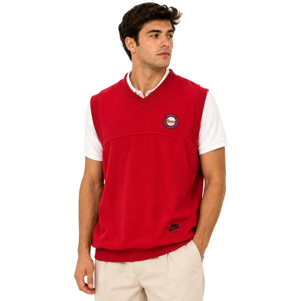Vintage 90s Nike Men's Large Golf Vest Red Fleece "Payless Celebrity Golf Classic"