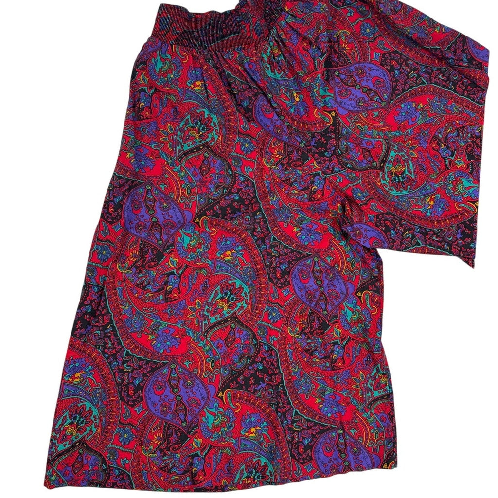 Vintage 80s Jeffrey & Dara Rayon Paisley Palazzo Pant Set Women's M/L