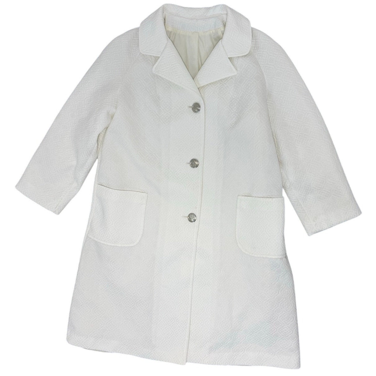 Vintage 70s Women's Medium White Double-Knit Swing Coat by Jerold