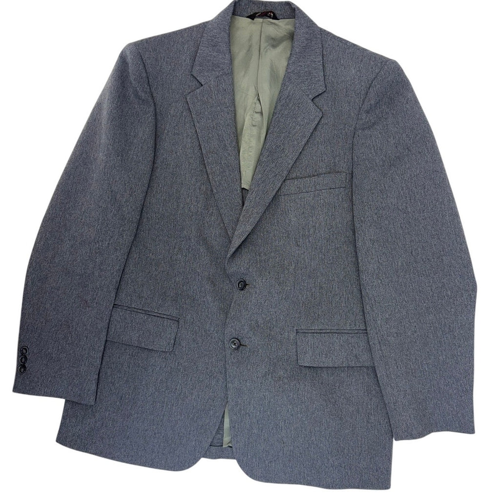 Vintage 70s Rogers Gray Blue Double Knit Sport Coat Blazer Mens 40 USA