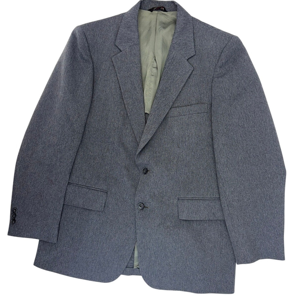 Vintage 70s Rogers Gray Blue Double Knit Sport Coat Blazer Mens 40 USA