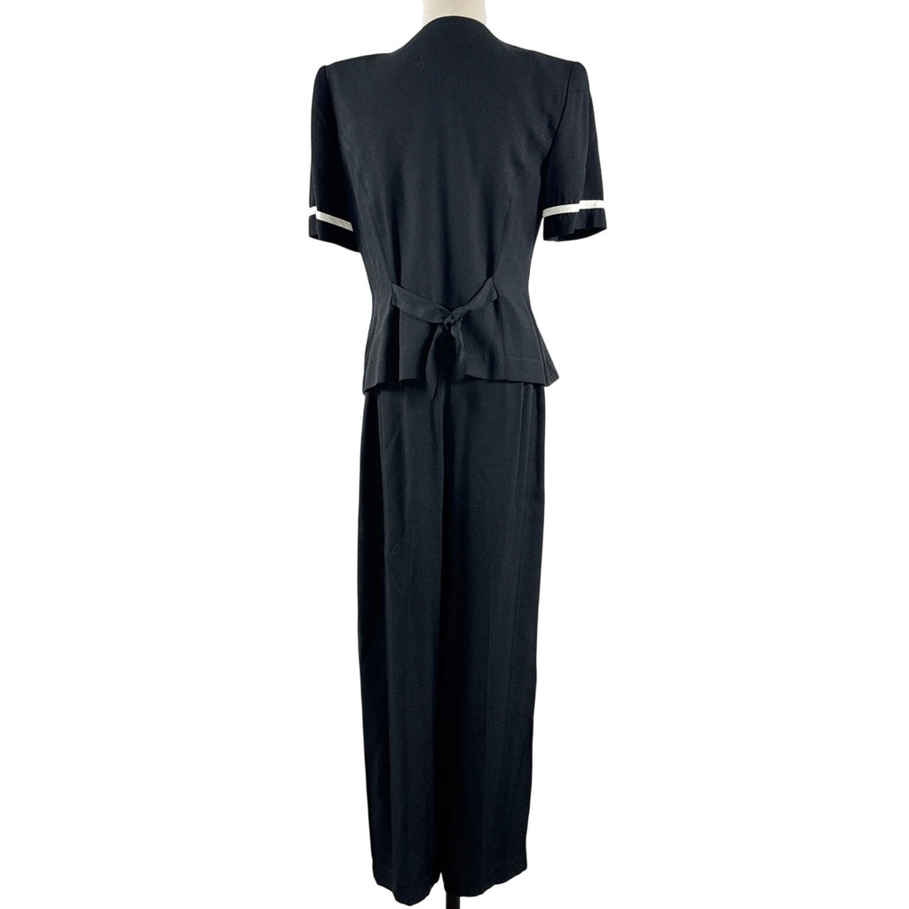 Vintage 80s Taurus II Black White Piped Jumpsuit Women's Size 8