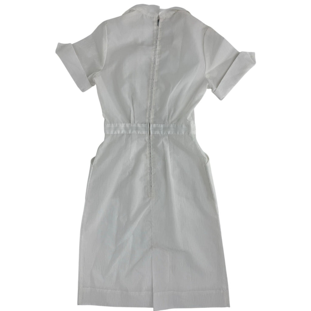 Vintage 1960s White Nurse Uniform Dress Nylon 34 Bust 26 Waist
