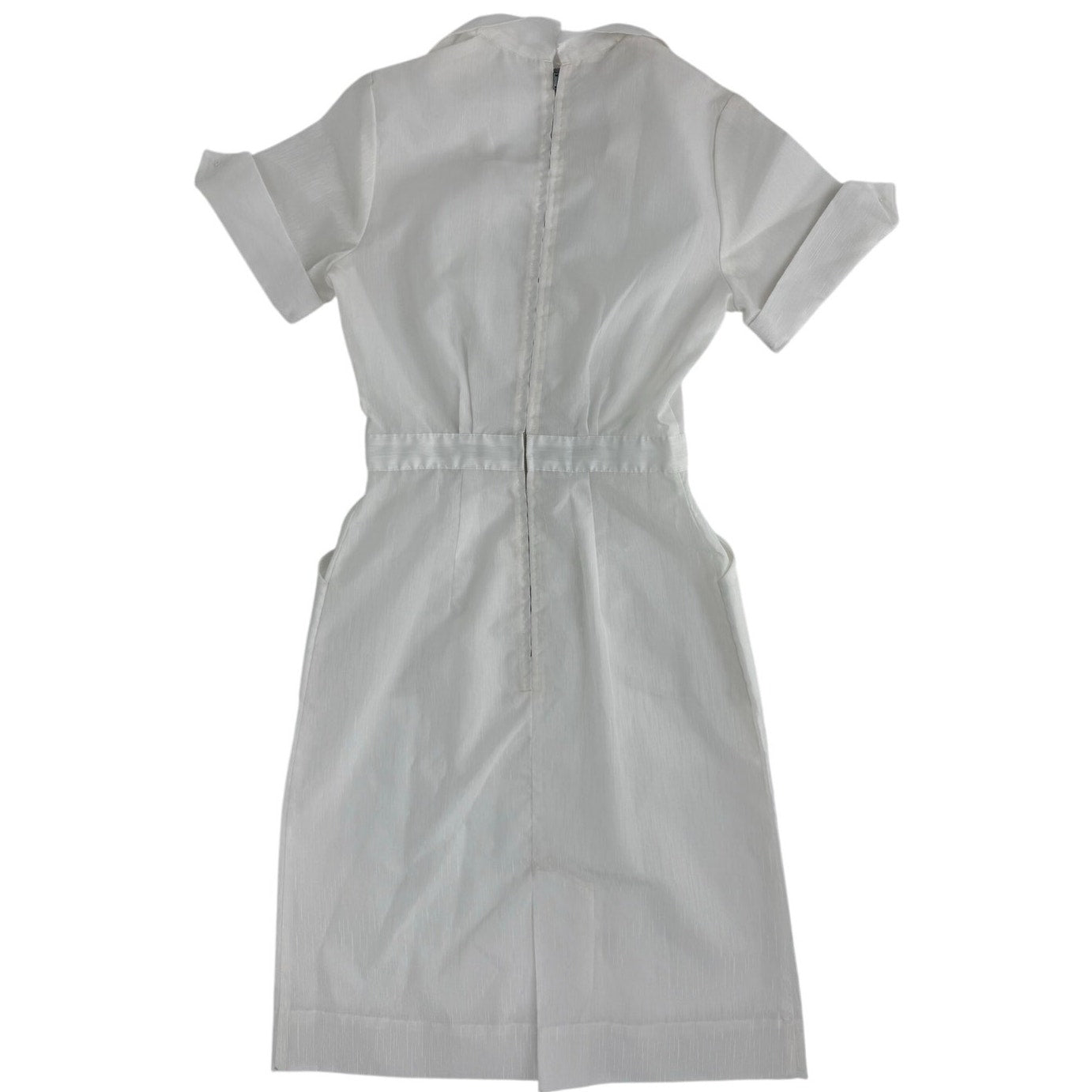 Vintage 1960s White Nurse Uniform Dress Nylon 34 Bust 26 Waist