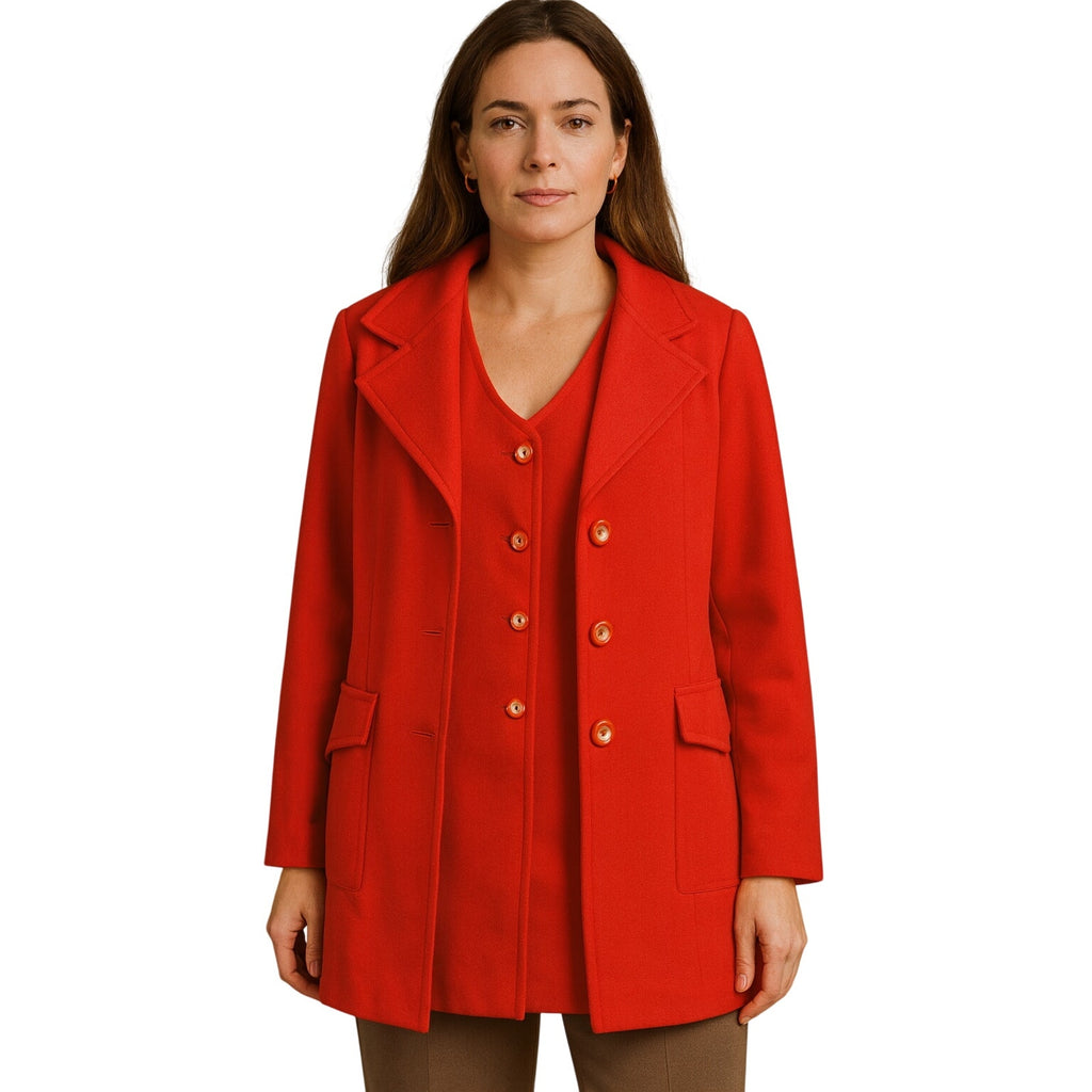 Vintage 70s Polyester Red Vest Blazer Jacket Set Women’s 13/14 Montgomery Ward