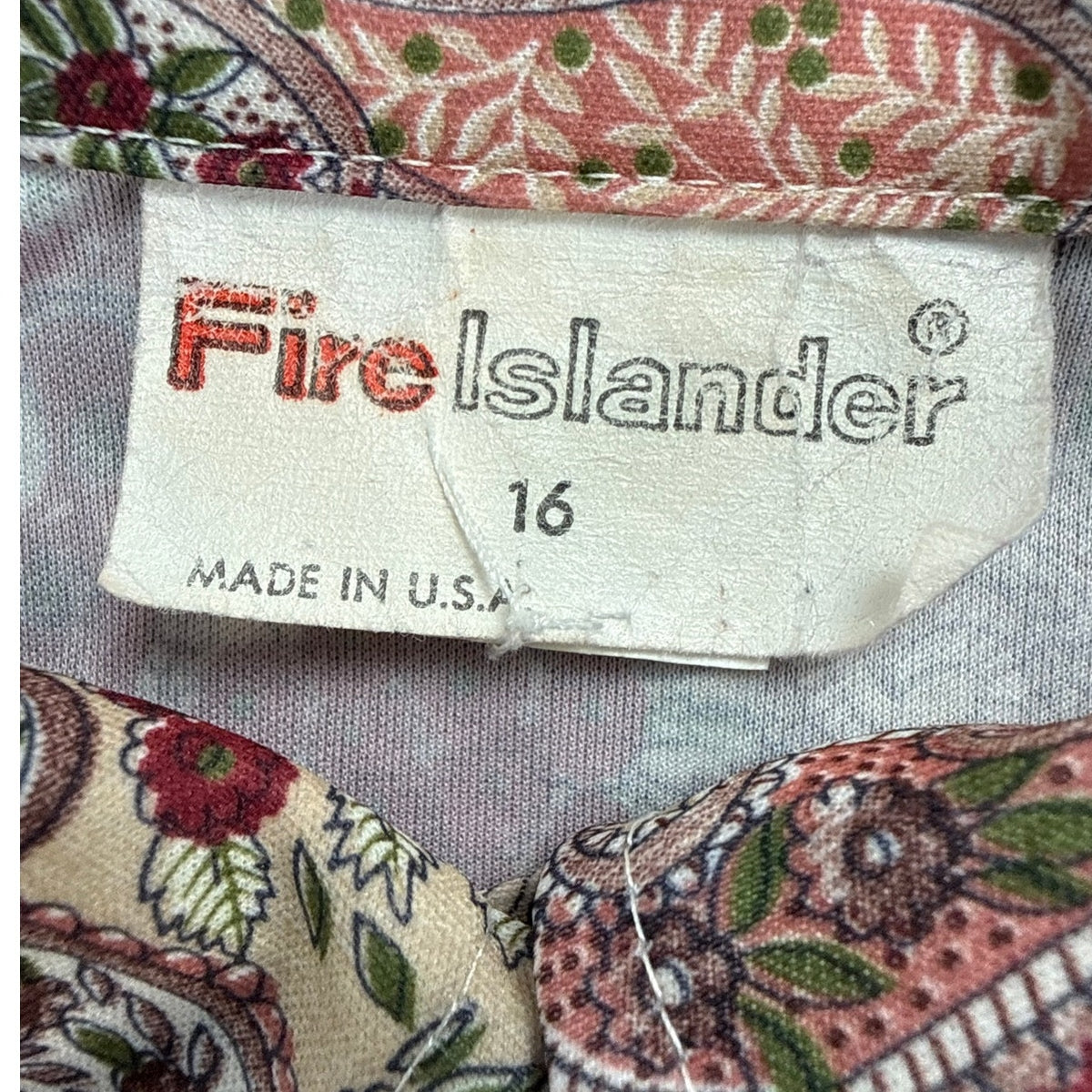 Vintage 70s Fire Islander Wine Pink Paisley Bow Neck Blouse Women's Medium