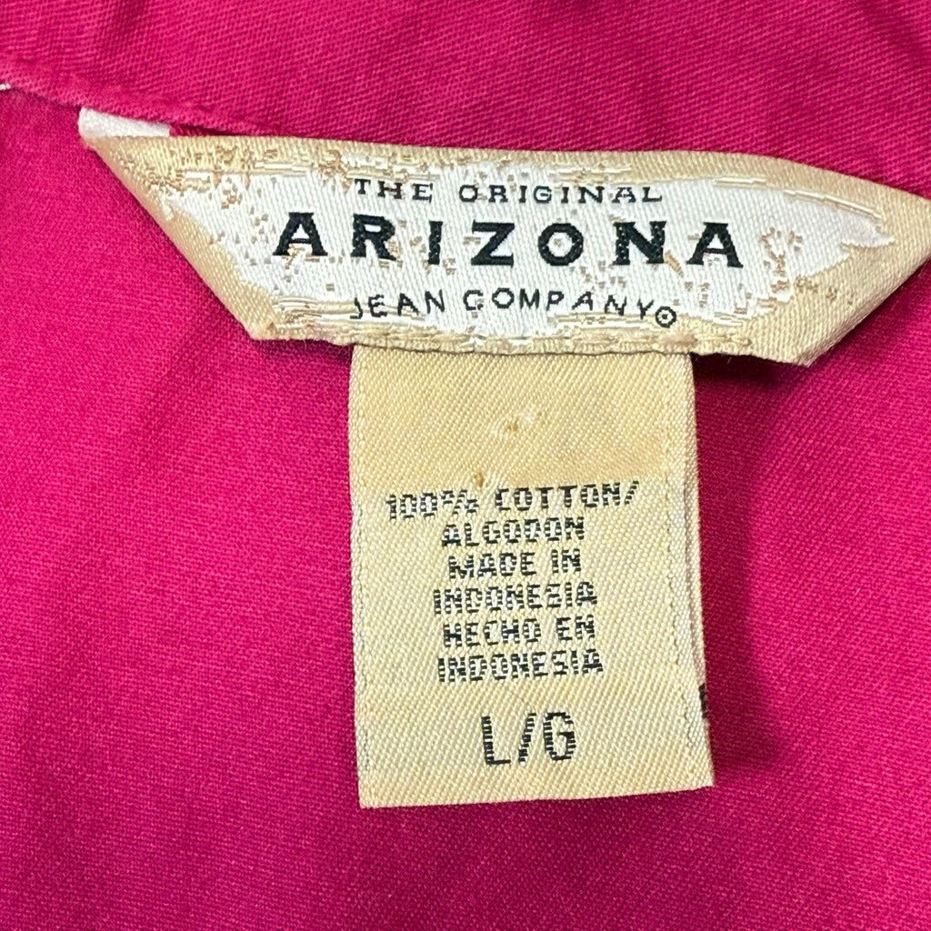 Vintage 2000s Arizona Women's Large Hot Pink Jacket Cotton Belted Retro Style