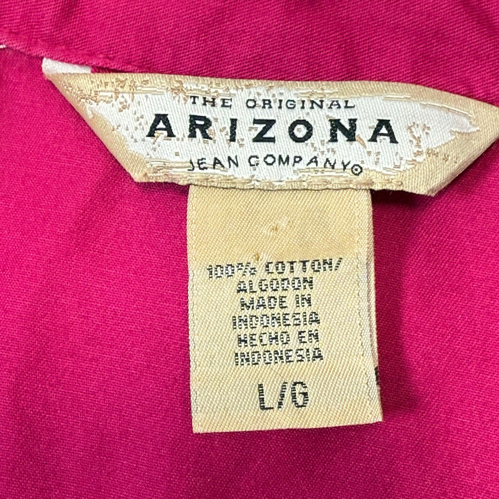 Vintage 2000s Arizona Women's Large Hot Pink Jacket Cotton Belted Retro Style