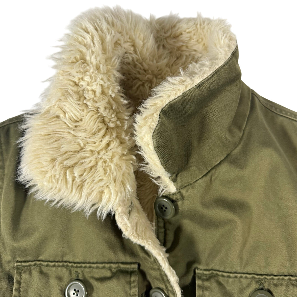 Vintages 2000s Women's Medium Abercrombie & Fitch Green Sherpa Lined Jacket