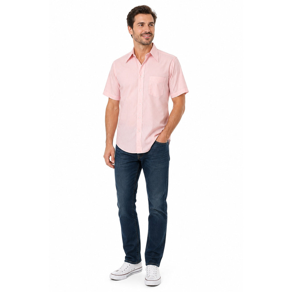 Vintage 70s Arrow Kent Pink Short Sleeve Button Front Shirt Men's Large