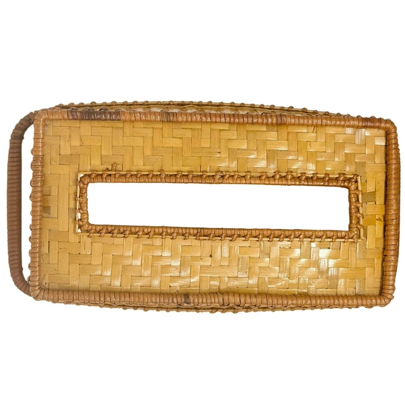 Vintage Woven Rattan Tissue Box Cover Holder Rectangular Basket Decor