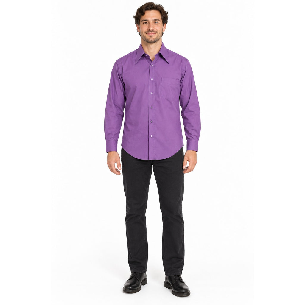 Vintage 70s Kmart Purple Point Collar Long Sleeve Disco Shirt Men’s L