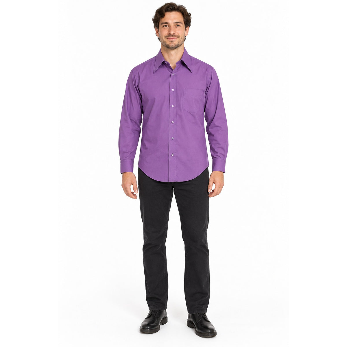 Vintage 70s Kmart Purple Point Collar Long Sleeve Disco Shirt Men’s L