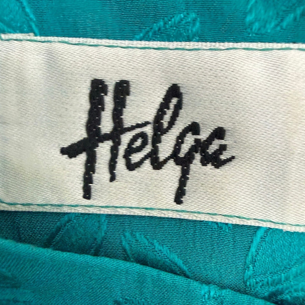 Vintage 70s Helga Turquoise Embossed Leaf Belted Midi Dress Women's Medium