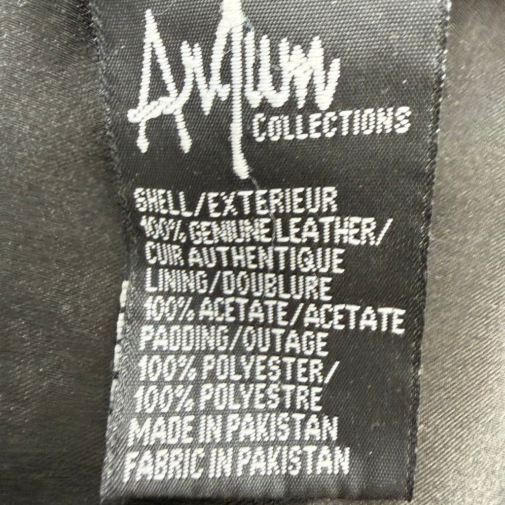 AnAum Men's 3XL Black Leather Bomber Jacket Zip Front Pakistan