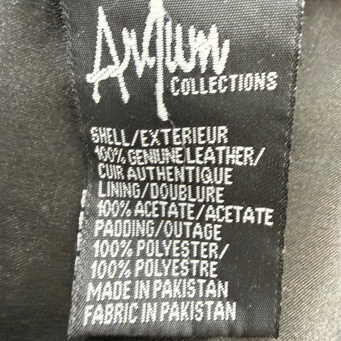 AnAum Men's 3XL Black Leather Bomber Jacket Zip Front Pakistan