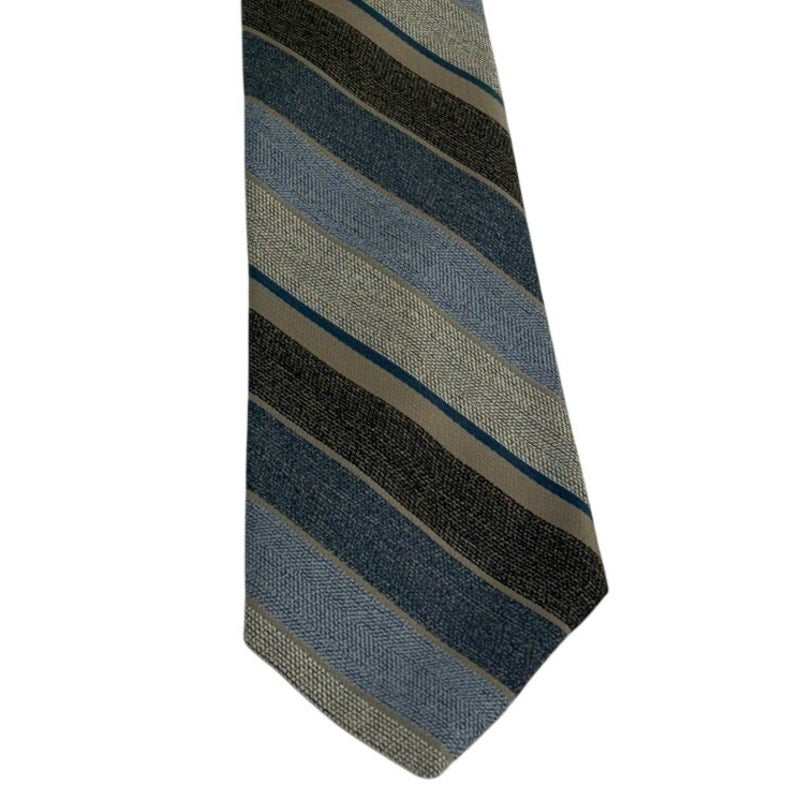 Vintage 80s Johnny Carson USA Striped Necktie Blue Gray Polyester Tie