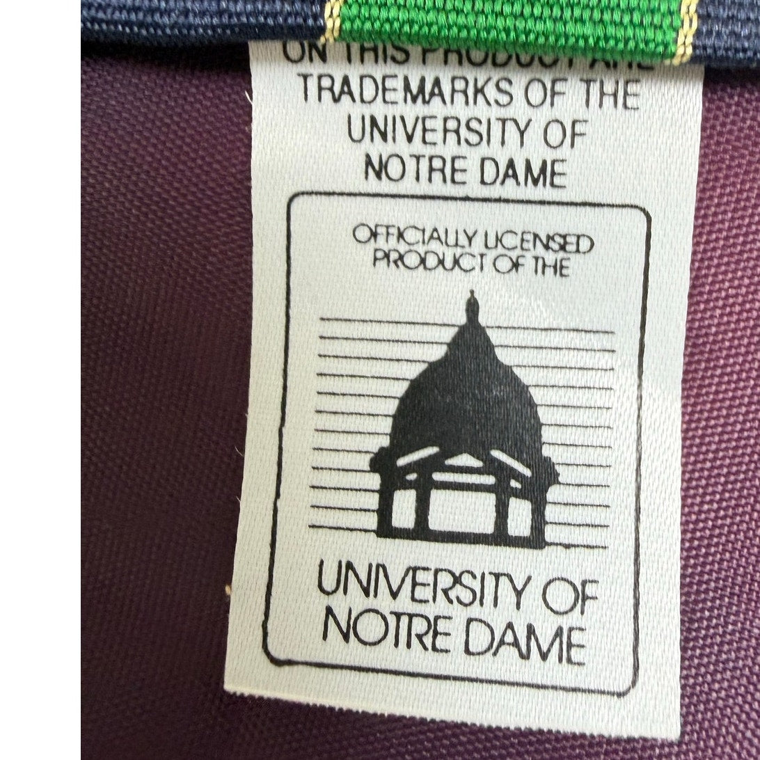 Notre Dame Bookstore Men's Silk Tie Green Blue Stripe ND Logo Made in USA