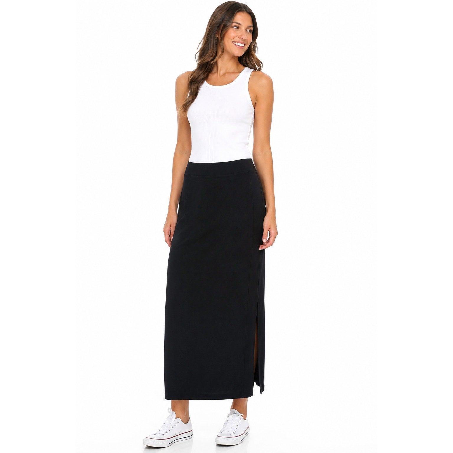 Vintage 90s Basics by Canvasbacks USA Black Skirt Women's 32 Waist Maxi Stretch