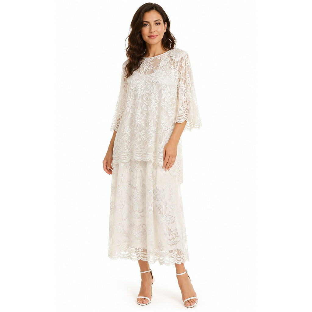 Vintage 1980s White Lace Beaded Fringe Overlay Dress Women's Small
