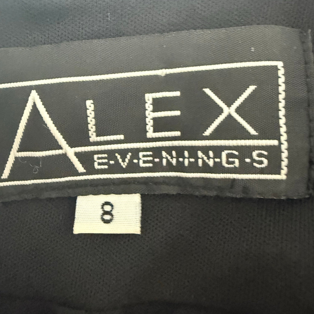 Vintage Y2K Alex Evenings Black Velvet Satin Tiered Cocktail Dress Women's 8