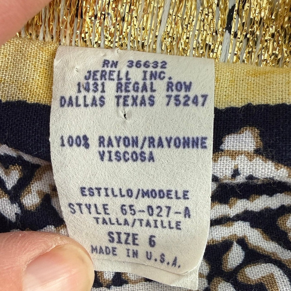 Vintage 90s Melissa Collection Rayon Jumpsuit USA Blue Yellow Boho Women's Small