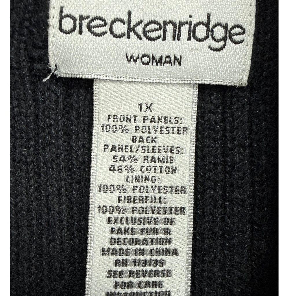 Vintage 80s Breckenridge Black Snowman Christmas Zip Cardigan Women’s 1X