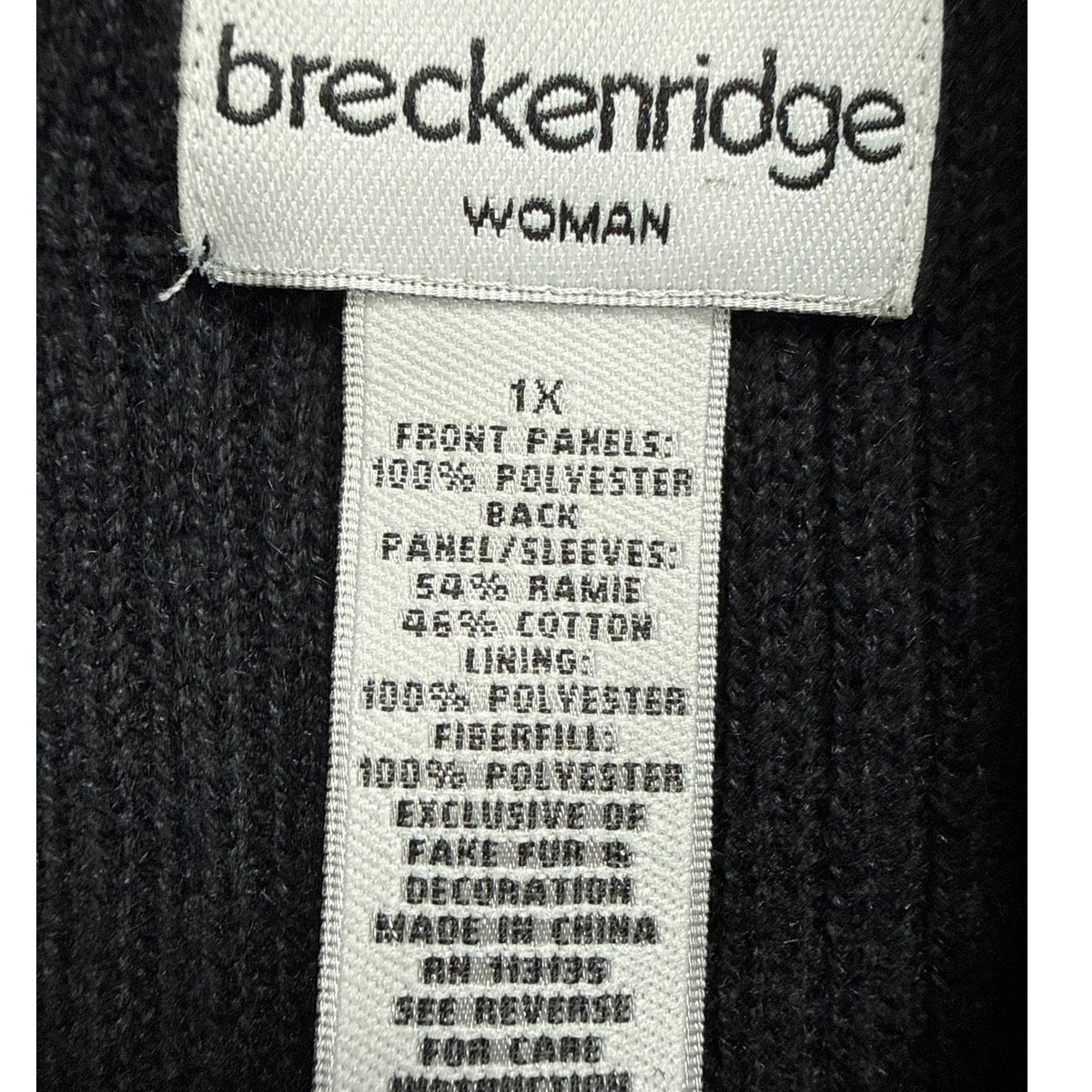 Vintage 80s Breckenridge Black Snowman Christmas Zip Cardigan Women’s 1X