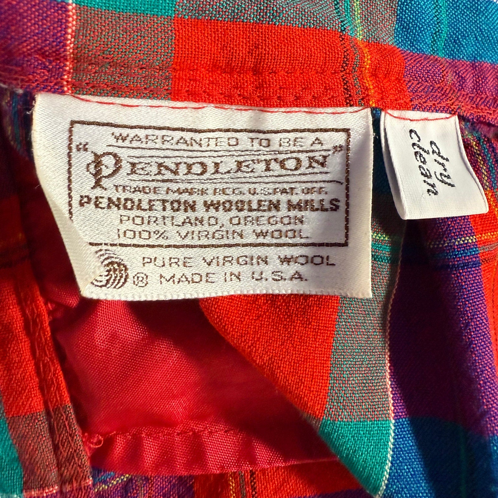 Vintage 70s Pendleton Women's Medium Plaid Wool Midi Skirt USA A-Line Pleated
