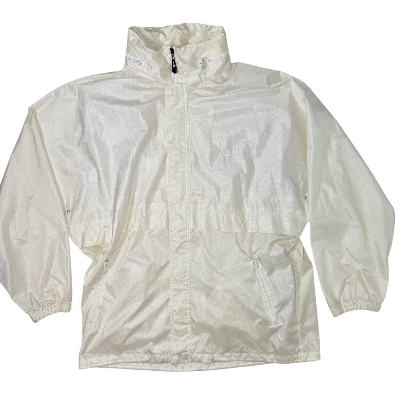 Vintage 90s Speedo Warmup Windbreaker Jacket Men's Large Full Zip Hood Pockets