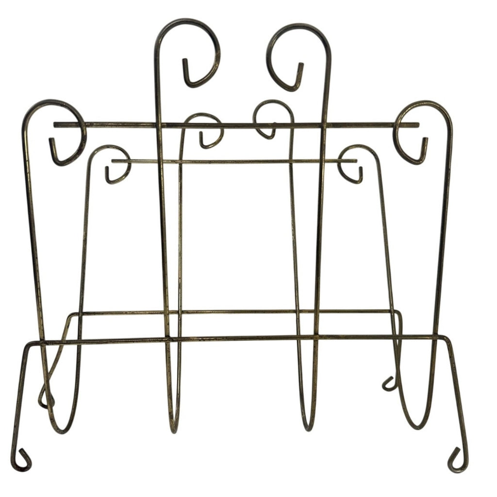 Vintage 70s Black Metal Wire Magazine Rack Basket Home Office Organizer