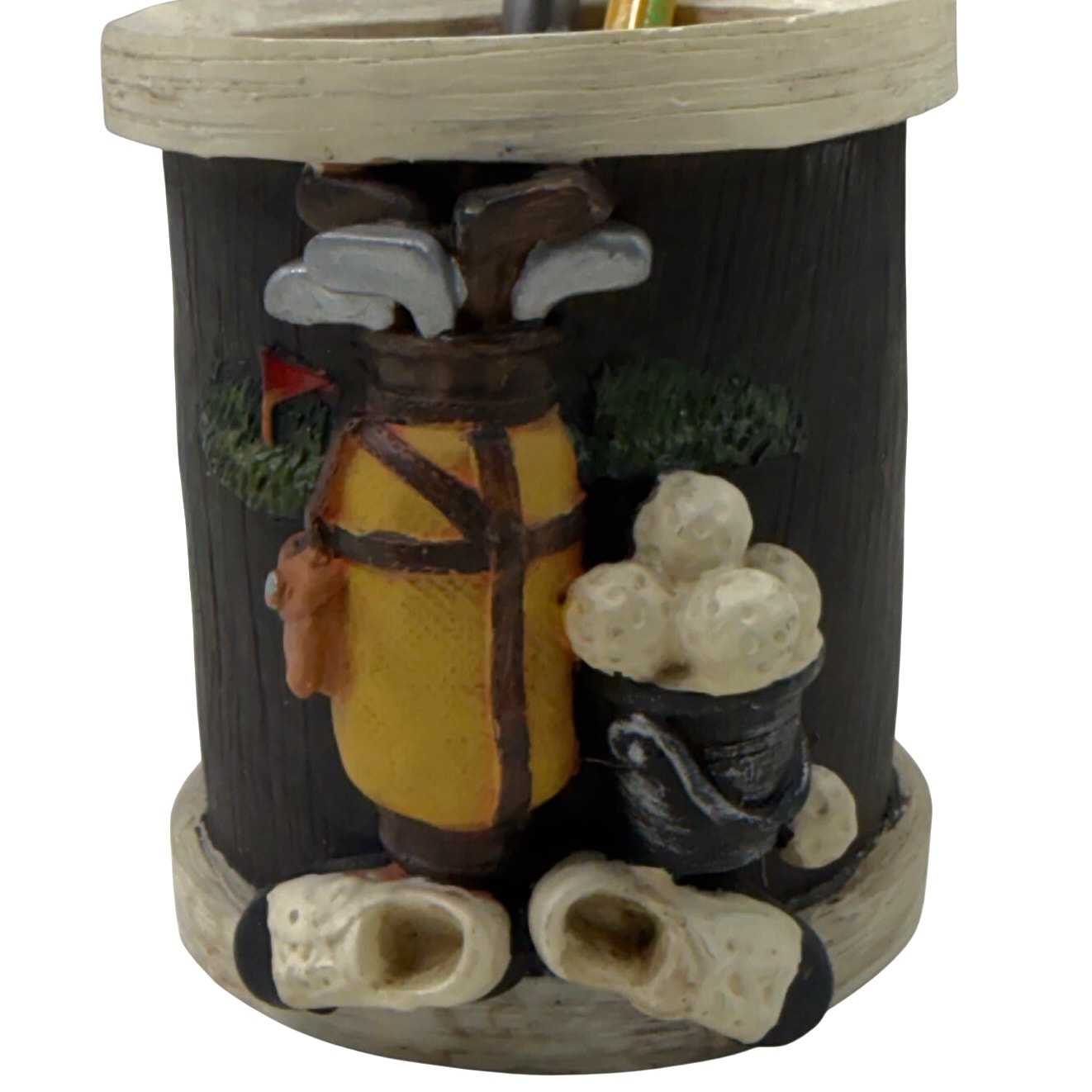 Vintage 80s Golf Pencil Holder Resin Desk Organizer Sports Decor