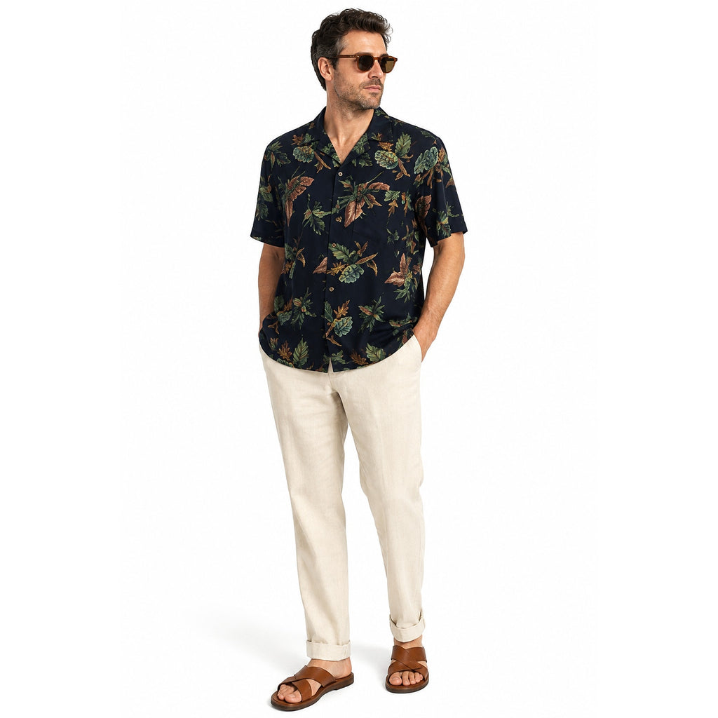 Vintage 90s M.E. Sport Rayon Hawaiian Tropical Camp Shirt Mens Medium