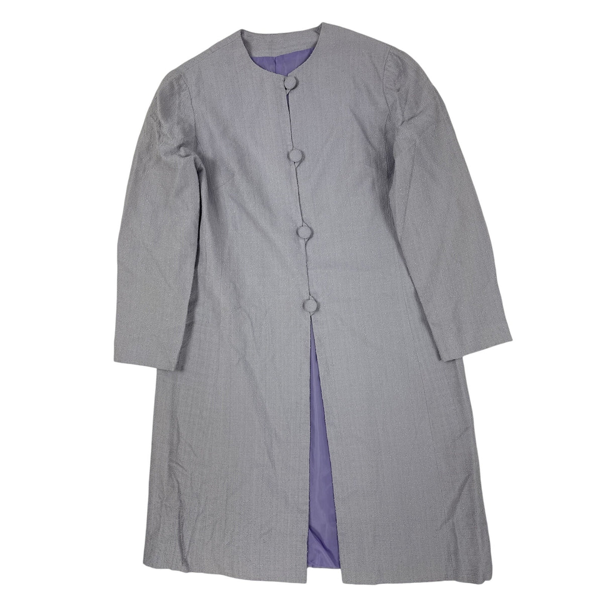 Vintage 70s Home Sewn Lavender Bouclé Dress Jacket Set Women’s XS