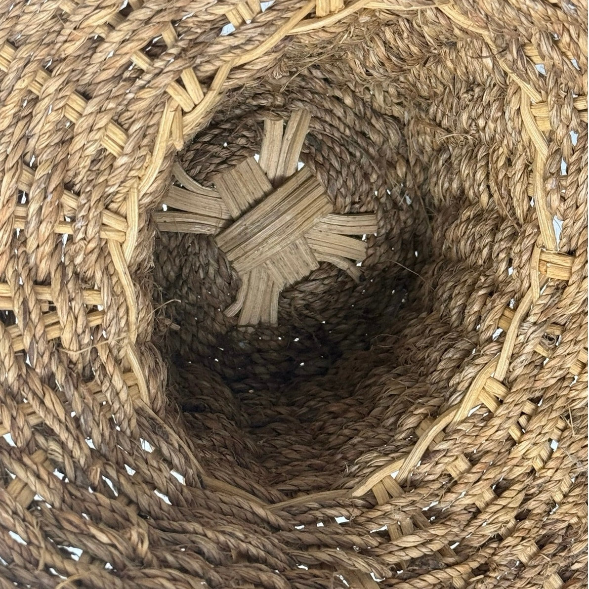 Vintage Wicker Pedestal Basket with Handle Rustic Farmhouse Decor