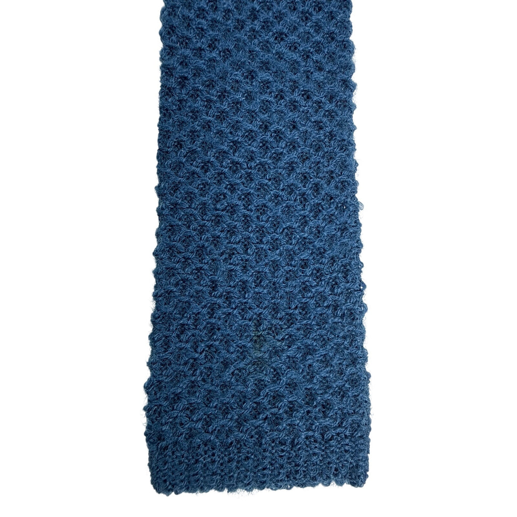Vintage 1960s Robert Talbott Navy Cotton Blend Knit Skinny Square End Tie